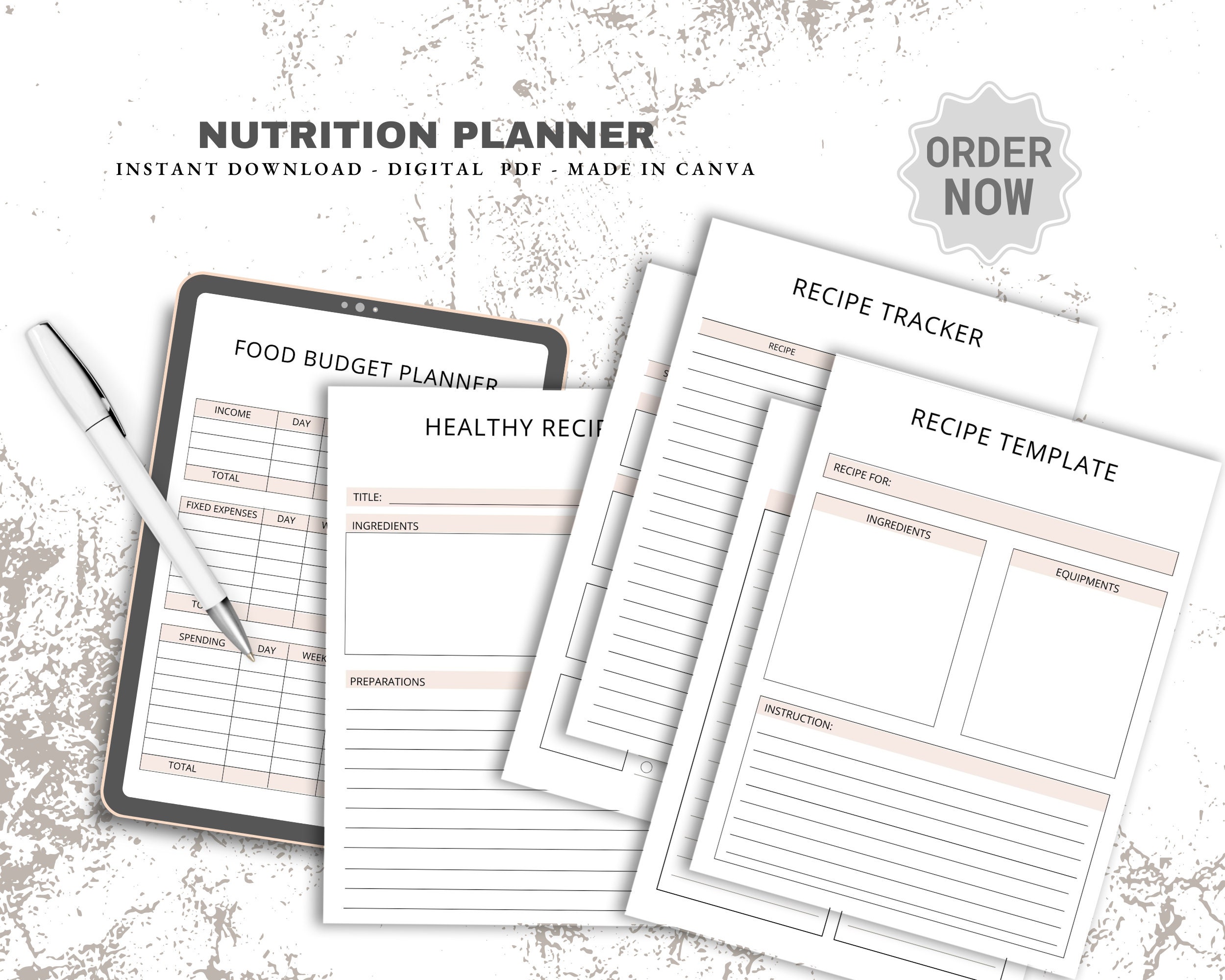 Nutrition Planner, Meal Tracker, Printable Workout Tracker, BUNDLE