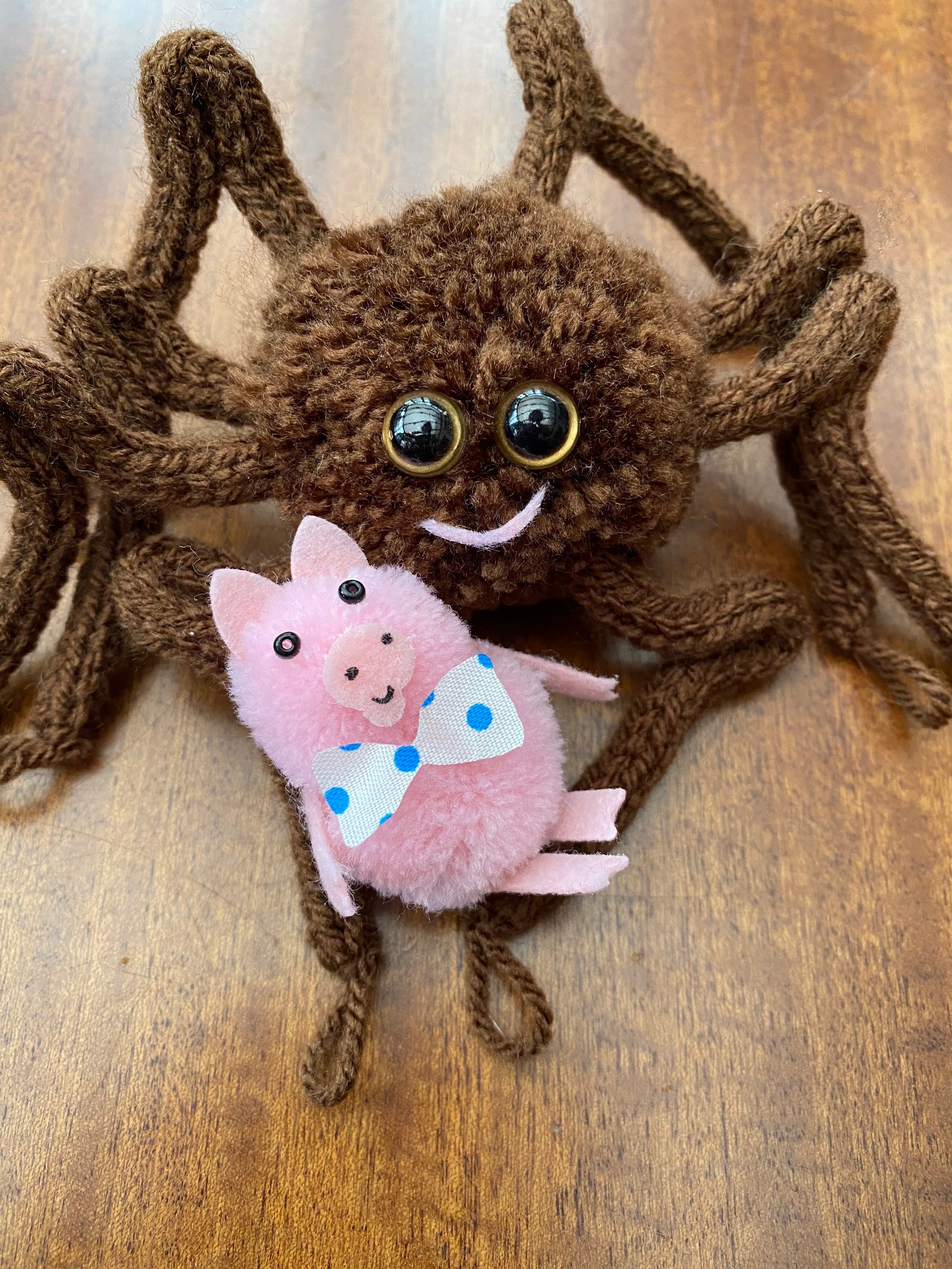 Charlotte's Webb Spider Knitted Pom Pom Cutey Crawly Plush With