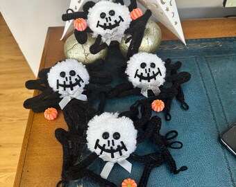 Nightmare Before Christmas Jack Fan Art Pom Pom Spindel Söt Crawley med jack o'lantern Halloweendekoration
