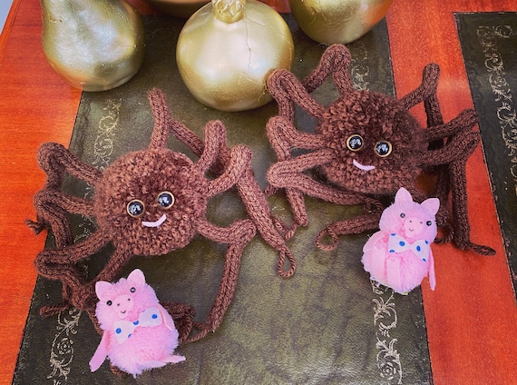 Charlotte's Webb Spider Knitted Pom Pom Cutey Crawly Plush With