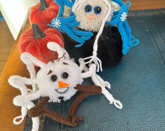 Olaf Spidy Snögubbe Frost Disney Fan Art Plysch Spindel Stickad Pom Pom Söt Krypande Dekoration