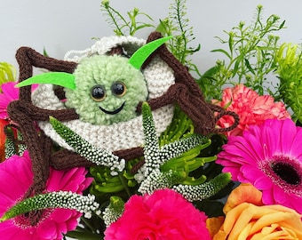 Baby Yoda The Mandalorian Fan Art Plysch Spindel Star Wars Stickad Pom Pom Söt Krypande Dekoration