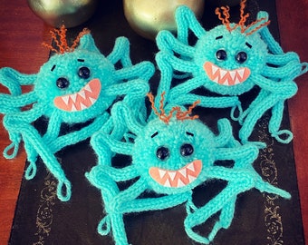 Mr Meeseeks Spindel Rick och Morty fan art Plysch Stickad dekoration