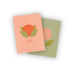 Retro Flowers Karten Set E / 2 Stück Grußkarten Glückwunschkarten Geburtstag / Flower Power Blumen Retro 70er Jahre