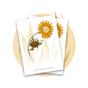 2 Grußkarten Set Biene und Blume / Liebesbotschaft Bee / Hochzeit / Verlobung / Freundschaft