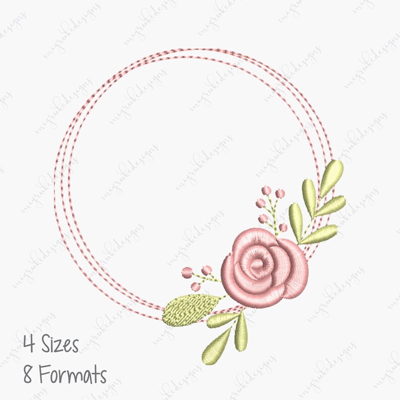 Floral Frame Machine Embroidery Design Embroidery File Etsy