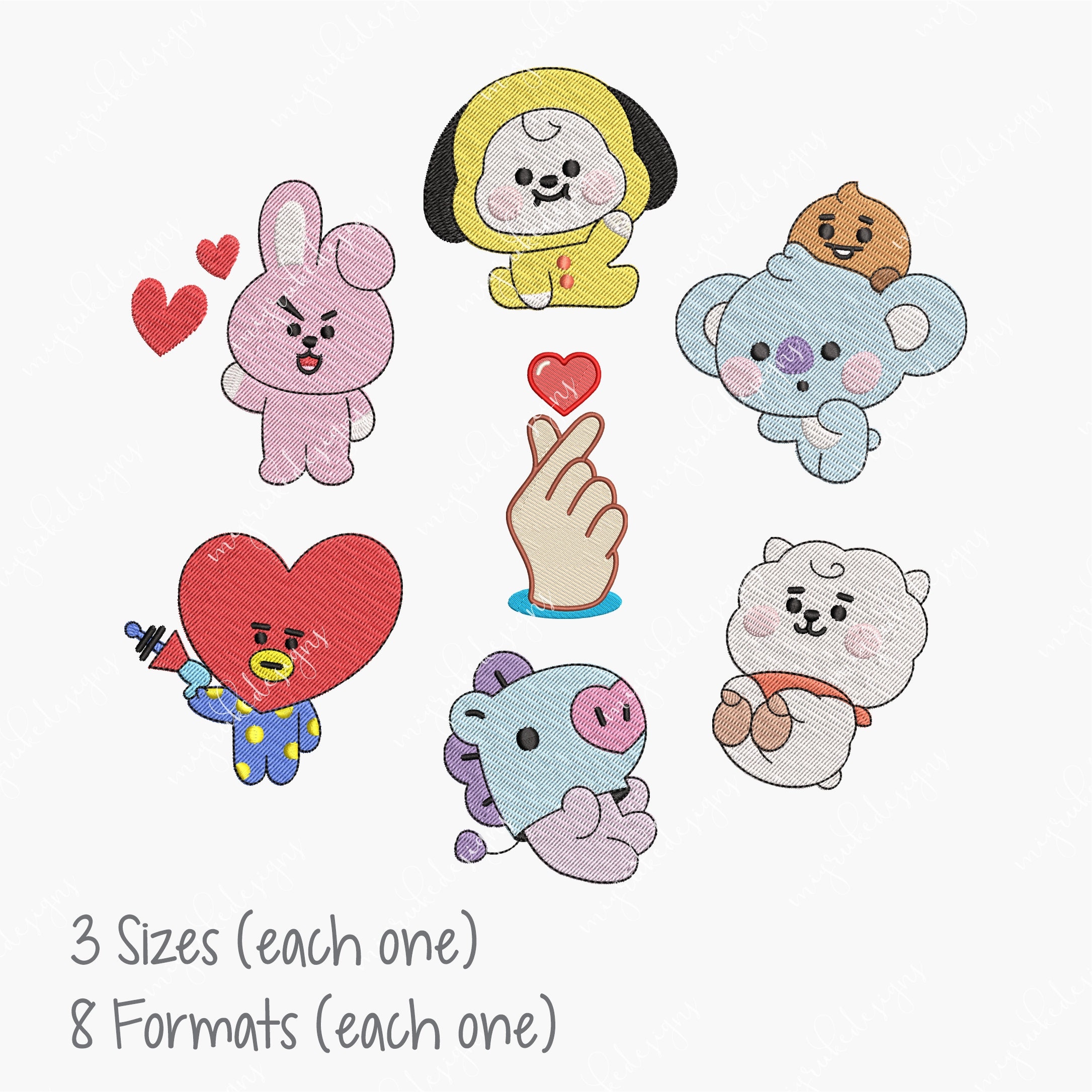 BT21 Characters Pack II BTS Machine Embroidery Design, Cute Design, E…