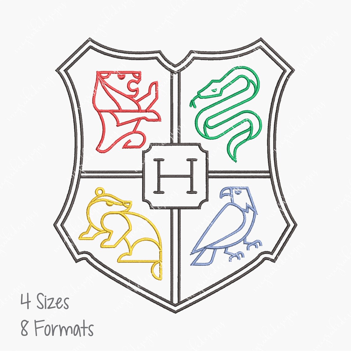 Hogwarts Coat of Arms Outline Machine Embroidery Design Harry | Etsy