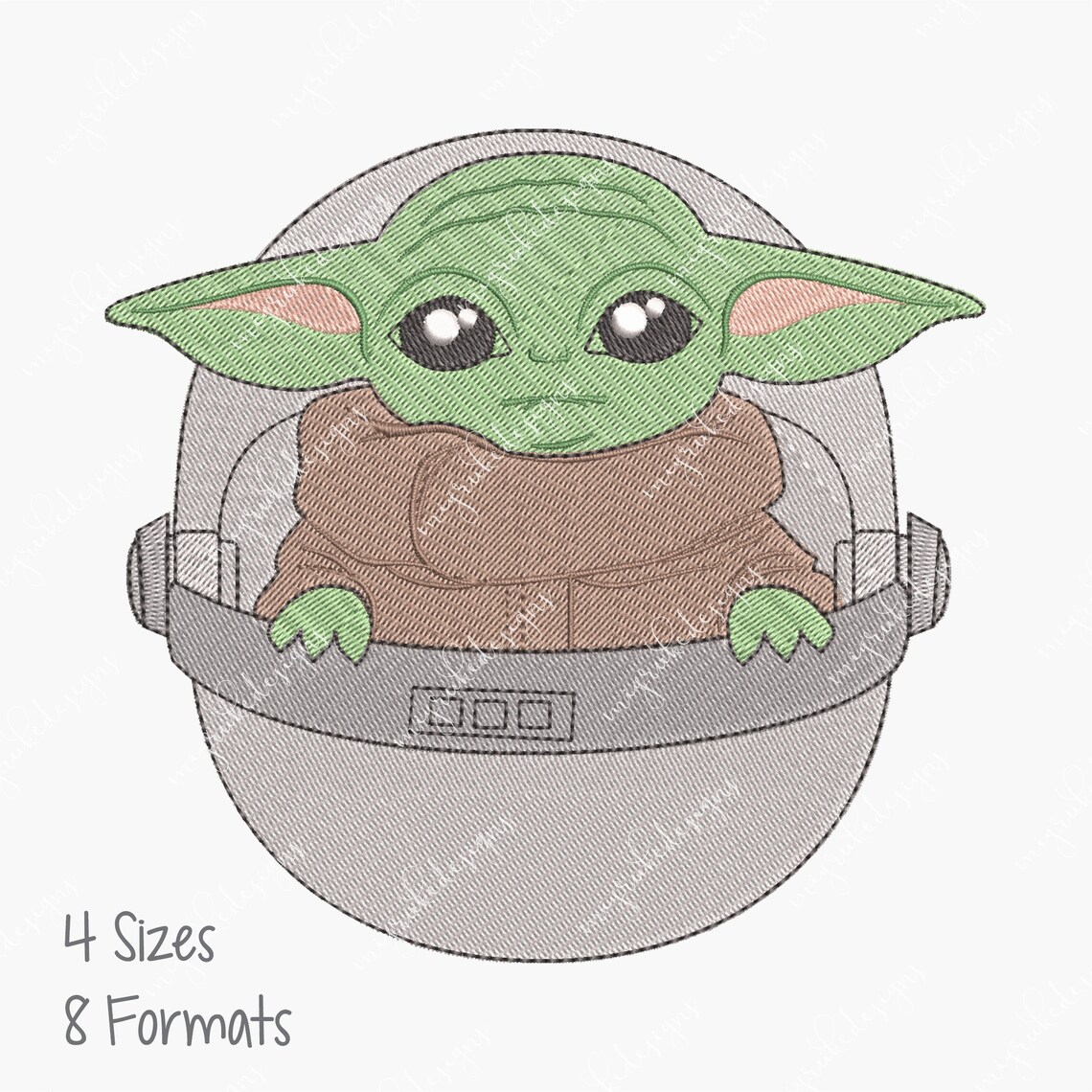 Baby Yoda on the Ship Machine Embroidery Design Embroidery Etsy