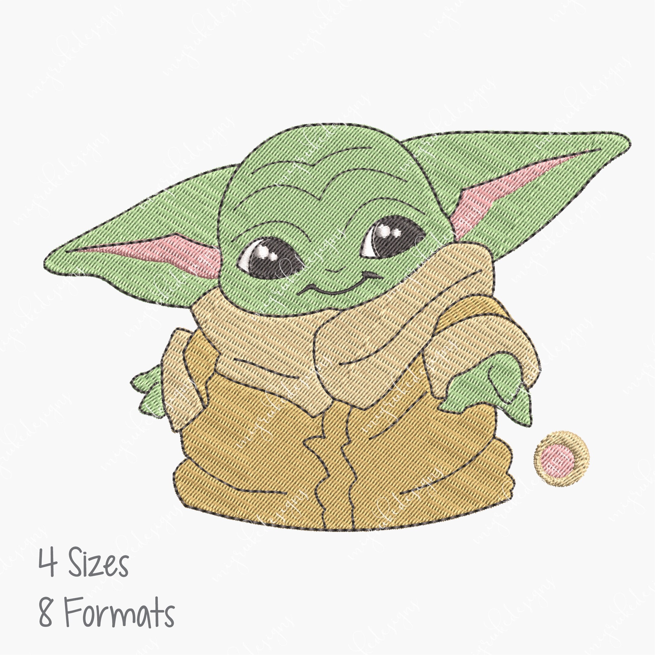 Baby yoda machine embroidery design embroidery file grogu 4  etsy