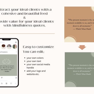 Mindfulness Quotes Instagram Posts | Mindfulness Quotes Social Media Posts | Quotes for Instagram | Instagram Templates | Canva Templates
