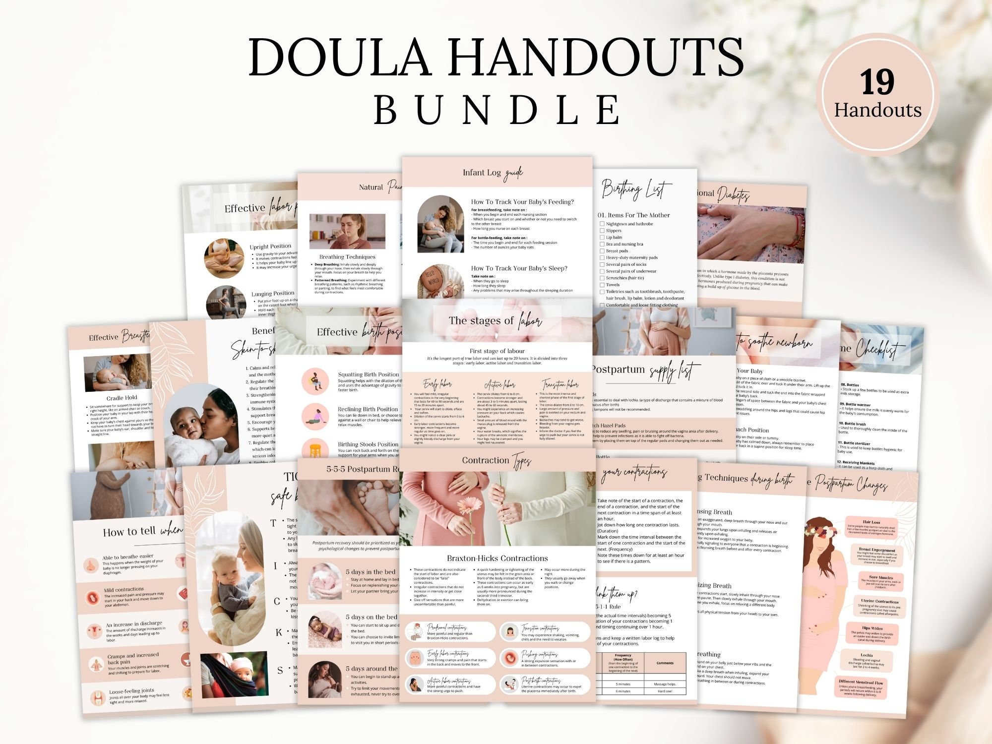 Doula Handout Bundle | Safe Babywearing Tips Doula Handout | Doula Template | Babywearing Tips Birth Doula | Doula Canva | Doula Guide