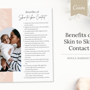 Benefits of Skin to Skin Contact Doula Handout | Breastfeeding Handout | Doula Canva Template | Birth Worker Handout | Lactation Guide