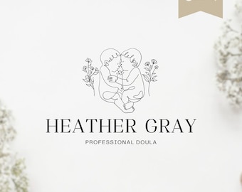 Doula Logo Template, Minimalist Birth Worker Branding (Canva)