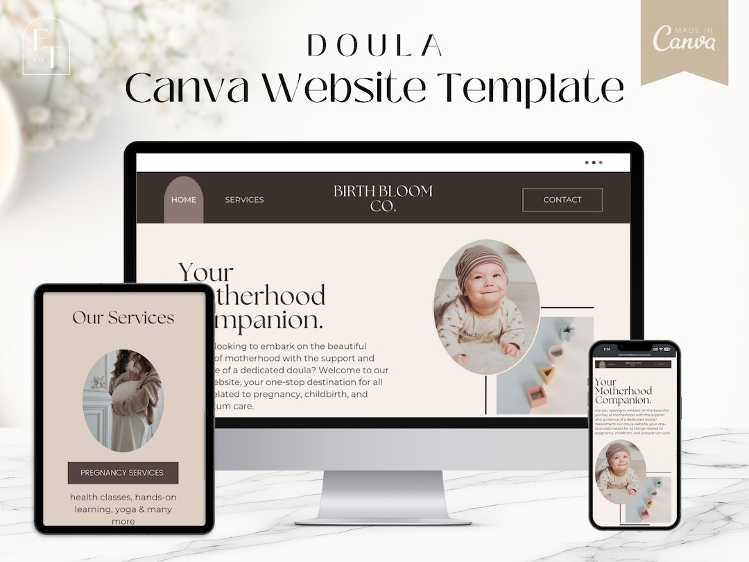 Doula Canva Website | Modern Doula Canva Website | Canva Website ...