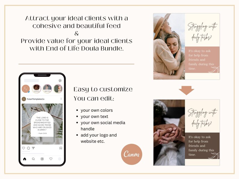 End of Life Doula Bundle | End of Life Doula Pricing Guide | End of Life Doula Logo | End of Life Doula Social Media Posts | Business Bundle