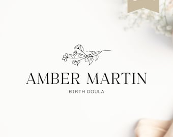 Minimalist Doula Logo Template, Birth Worker Branding (Canva)