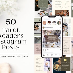 50 publicaciones de Instagram de lectores de tarot / publicaciones de redes sociales de lectores de tarot / publicaciones espirituales de Instagram / plantillas de Instagram de lectores de cartas de tarot