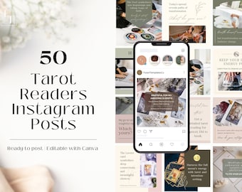 50 Tarot Readers Instagram Posts | Tarot Readers Social Media Posts | Spiritual Instagram Post | Tarot Card Reader Instagram Templates