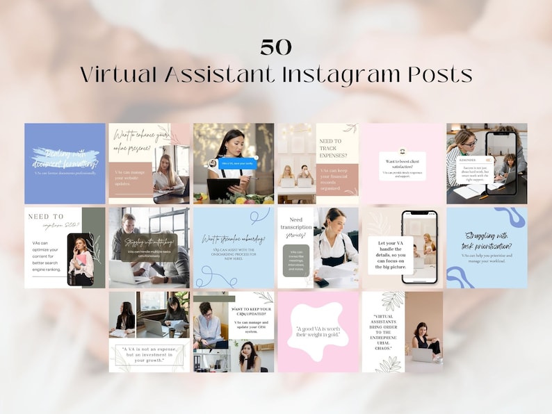 50 Virtual Assistant Instagram Posts | Canva Templates (digital ...