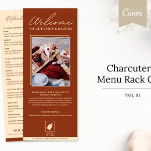 Charcuterie Menu Rack Card | Charcuterie Menu | Charcuterie Canva Template | Charcuterie Board Menu | Food Menu Card | Canva Template