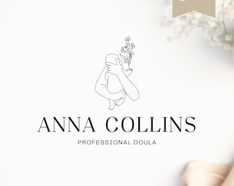 Doula Logo Template, Minimalist Birth Worker Branding (Canva)