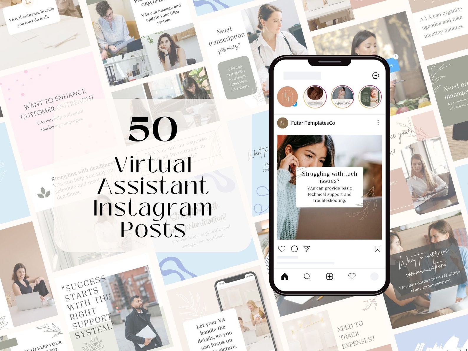 50 Virtual Assistant Instagram Posts | Canva Templates (digital ...