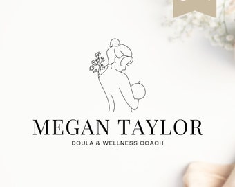 Doula Logo Template, Minimalist Birth Worker Branding (Canva)