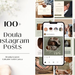 Doula Instagram Posts Bundle, Breastfeeding Tips Instagram Templates, Doula Instagram Templates, Pregnancy Health Doula Instagram