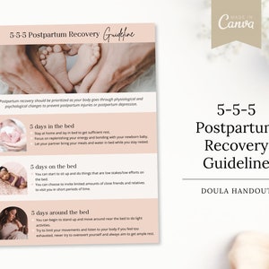 Linee guida per il recupero postpartum / Dispensa Doula / Modello Doula / Linee guida postpartum Dispensa Doula alla nascita / Canva / Regola postpartum 5-5-5