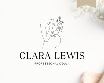 Minimalist Doula Logo Template, Birth Worker Branding (Canva)