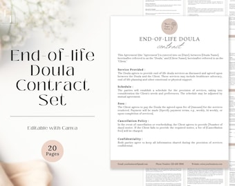 End-of-Life Doula Contract Bundle | Editable Canva Template
