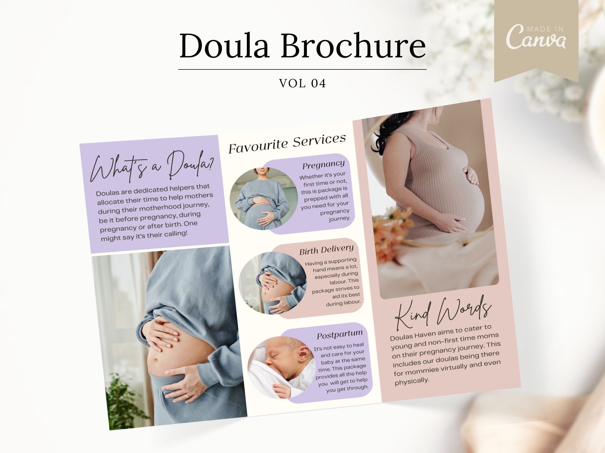 Editable Doula Brochure Template | Birth Worker Handout (canva) - Etsy