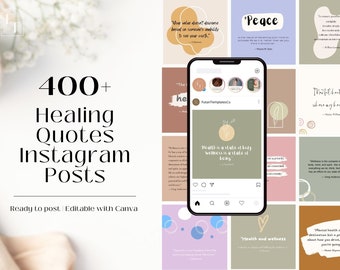 400+ Healing Quotes Instagram Posts | Canva Templates (Digital Download)