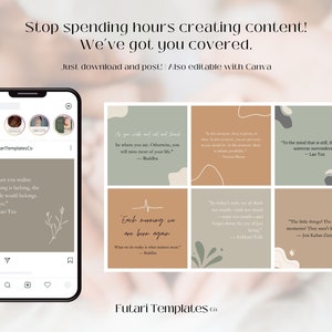 Mindfulness Quotes Instagram Posts | Mindfulness Quotes Social Media Posts | Quotes for Instagram | Instagram Templates | Canva Templates