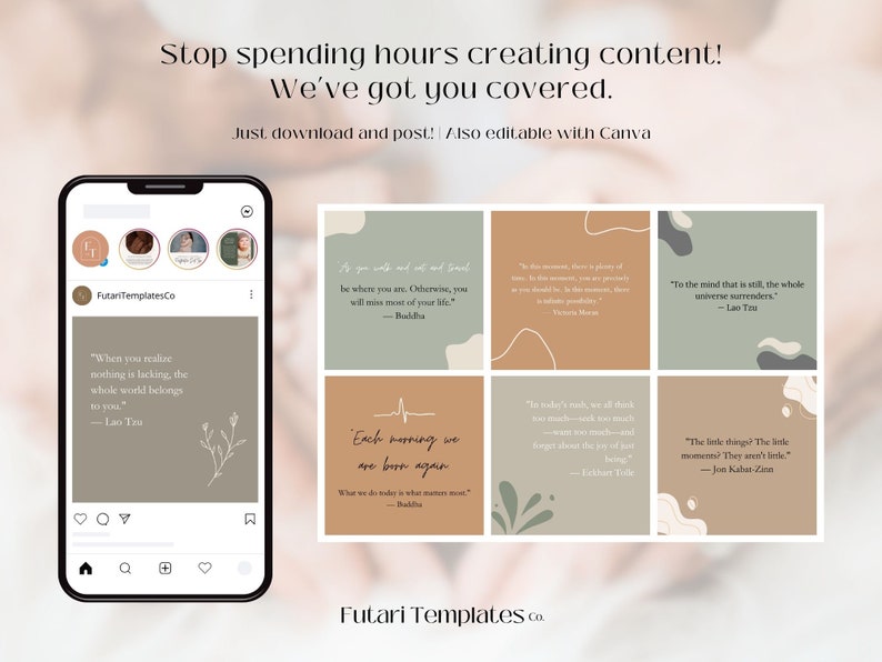 Mindfulness Quotes Instagram Posts | Mindfulness Quotes Social Media Posts | Quotes for Instagram | Instagram Templates | Canva Templates