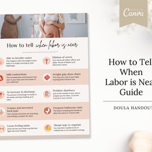 Come sapere quando il travaglio è vicino Dispensa Doula / Modello Doula / Modello Canva Doula di nascita / Suggerimenti per il travaglio Guida Doula / Guida al travaglio di nascita