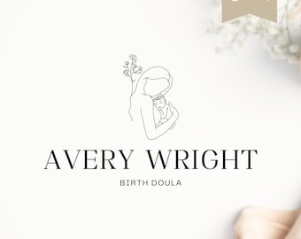 Doula Logo Template, Minimalist Birth Worker Branding (Canva)