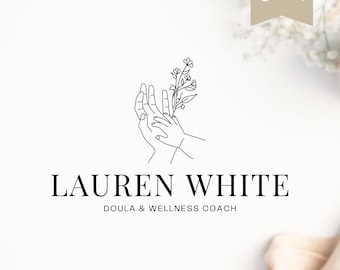 Doula Logo Template, Minimalist Birth Worker Branding (Canva)