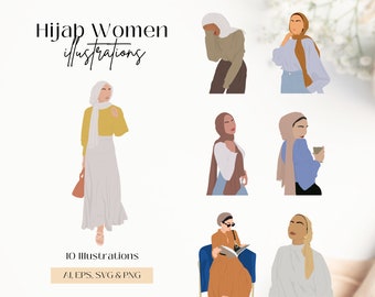 Hijab Abstract Women, Hijabi Women Clipart, Hijab Muslim Abstract Women, Hijab Women Illustration, Muslim Women Hijab Clipart