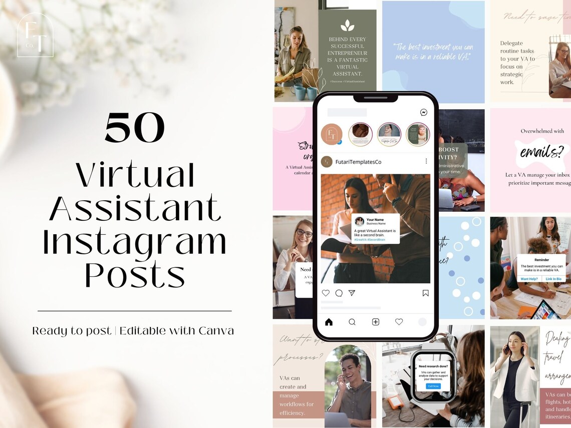 50 Virtual Assistant Instagram Posts | Canva Templates (digital ...