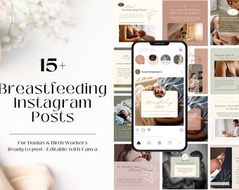 Breastfeeding Instagram Posts, Birth Conception Tips Instagram Templates, Doula Instagram Templates, Birth Health Doula Instagram