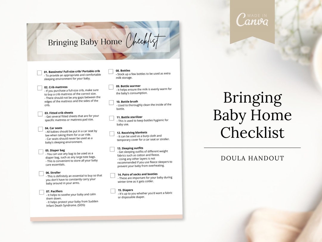 Baby Home Checklist | Doula Handout Canva Template (digital) - Etsy