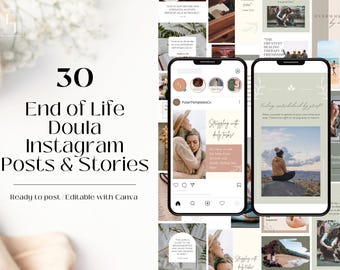 End of Life Doula Instagram Posts & Stories | End of Life Quotes Social Media Posts | Grief Support Tips for Instagram | Instagram Templates