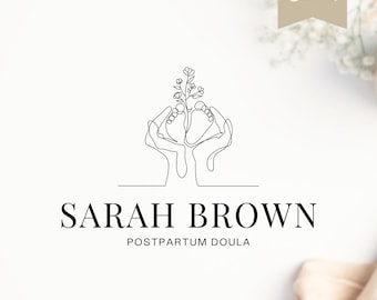 Minimalist Doula Logo Template, Birth Worker Branding (Canva)