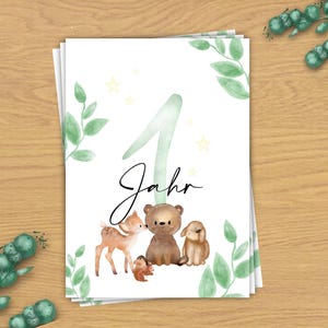 Monatskarten Waldtiere | Baby | Geschenk zur Geburt | 12 Monate