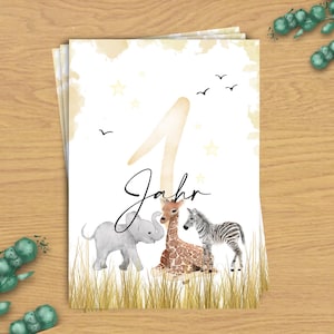 Monatskarten Safari | Baby | Geschenk zur Geburt | 12 Monate