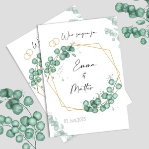 Hochzeitseinladungen | Eukalyptus | Hexagon | personalisiert | A6