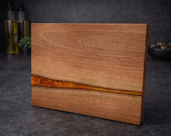 European walnut with aztec gold epoxy resin serving board | handmade