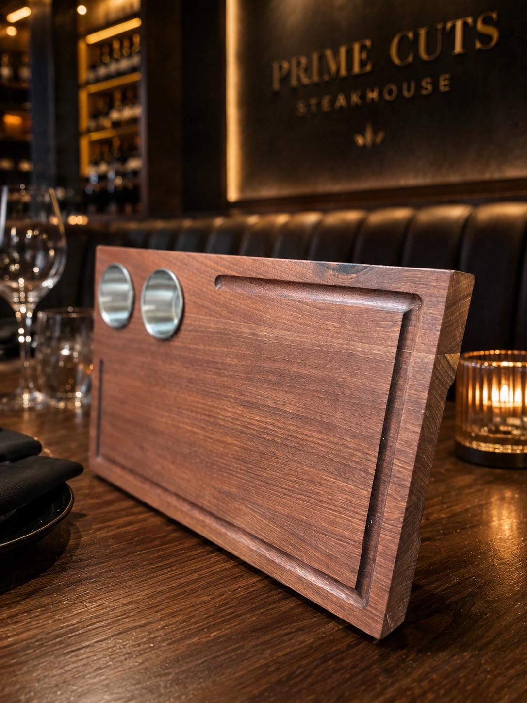 Handmade Walnut Steak Board With Juice Groove & Condiment Cups - Etsy
